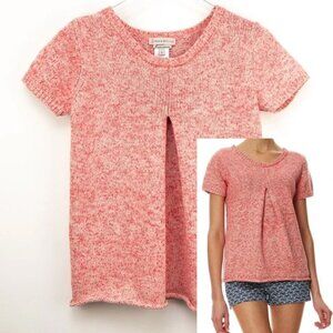 Paul & Joe Sister "Manege" Short Sleeve Cotton Sweater Knit Top Coral Size 0